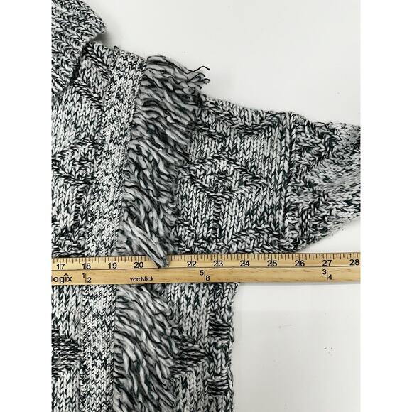 Lucky Brand Womens Sweater Size Medium Turtleneck Fringe Green White Pullover - Picture 9 of 12